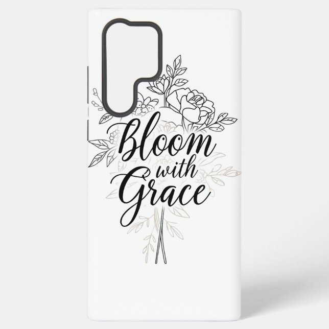 Elegant Line Art Flower Typography Samsung Galaxy Case (Back)