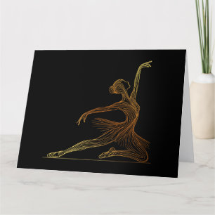 Elegant Line Art of Ballet Dancer in Graceful Pose Letterpress Thank You Card