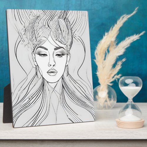 Elegant Line Art Portrait Modern Art Plaque