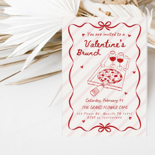 Elegant Line Art Valentine’s Brunch Party Invitation