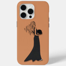 Elegant Line Art Woman in Black Dress Phone Case