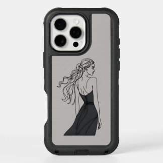 Elegant Line Art Woman in Black Dress Phone Case |