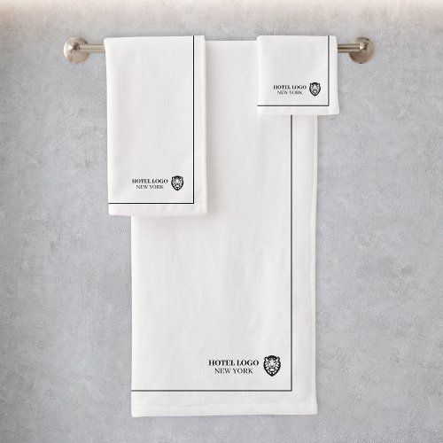 Elegant Line Custom Branded Airbnb Hotel Logo Bath Towel Set