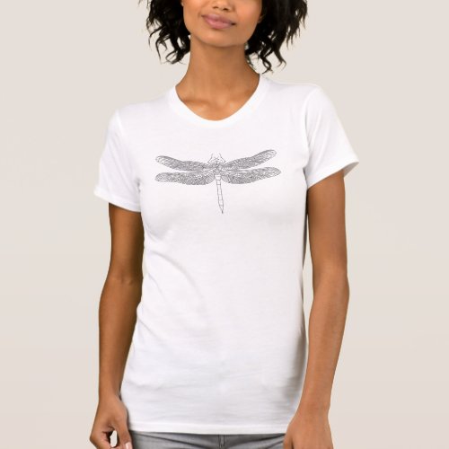Elegant line drawing dragonfly  T_Shirt