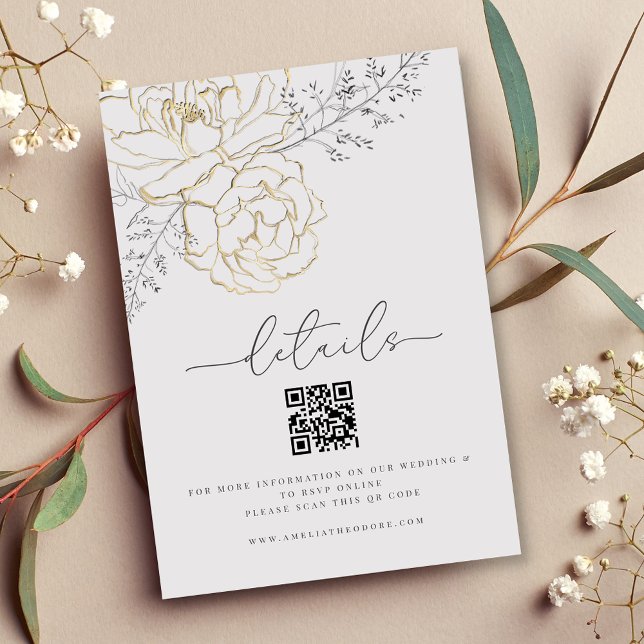 Elegant Line Floral Wedding Details Enclosure Card (Creator Uploaded)