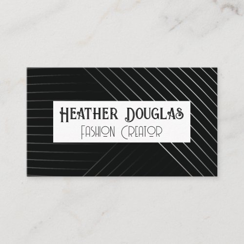 Elegant Line Pattern  Classic Black White Business Card