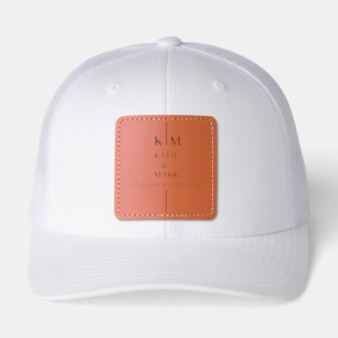 Elegant Line Thank You Wedding Monogram Leather Patch Hat