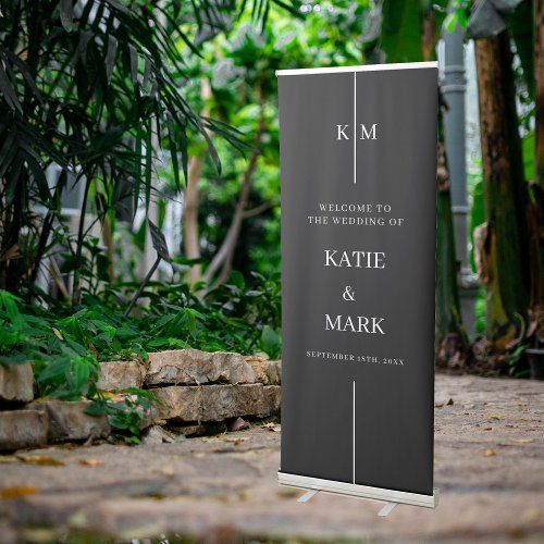 Elegant Line Welcome To Our Wedding Monogram Retractable Banner