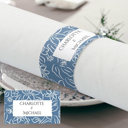 Elegant Lineart Flower Napkin Bands