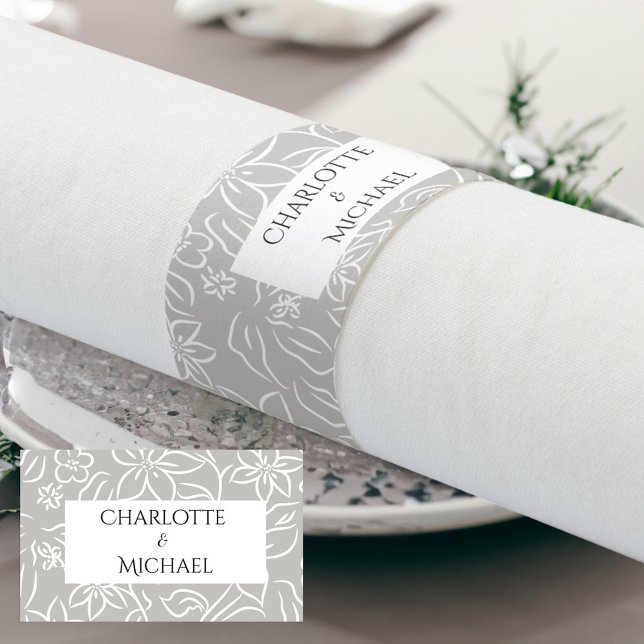Elegant Lineart Flower Napkin Bands (Creator Uploaded)