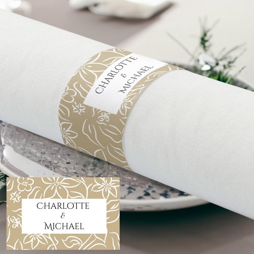 Elegant Lineart Flower Napkin Bands