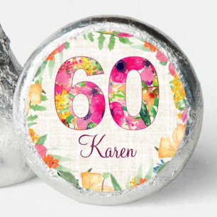 Elegant Linen 60th Birthday Floral Garden Hershey®'s Kisses®