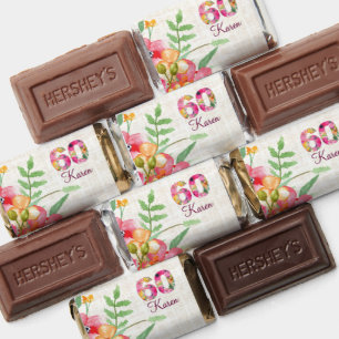 Elegant Linen 60th Birthday Floral Garden Hershey's Miniatures