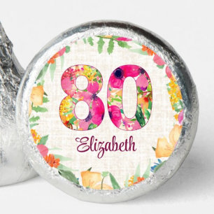 Elegant Linen 80th Birthday Floral Garden Hershey®'s Kisses®