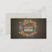 Elegant Linen Burlap Floral Wreath Business Card (Front/Back)