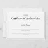 Customizable Square Certificate of Authenticity Note Card