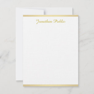Elegant Linen Gold Creative Handwritten Script Top Note Card