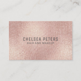 Elegant Linen Look Rose Gold Blush Shimmer Business Card