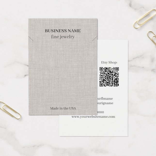 Elegant Linen QR Code Jewelry Business Necklace (Office)