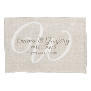 Elegant Linen White Monogram Pillow Case
