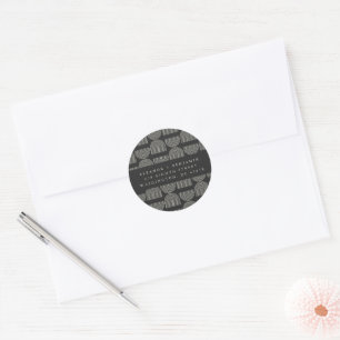 Elegant Lines Black White Wedding Return Address Classic Round Sticker