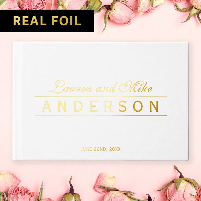 Elegant Lines Couple Name Wedding  Foil Guest Book (Creator Uploaded)