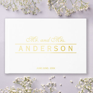 Elegant Lines Mr and Mrs Wedding Foil Guest Book