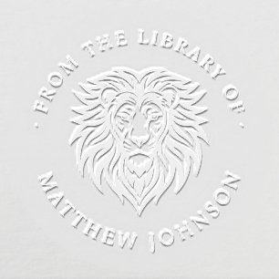 Elegant Lion Custom Name Library Book Embosser