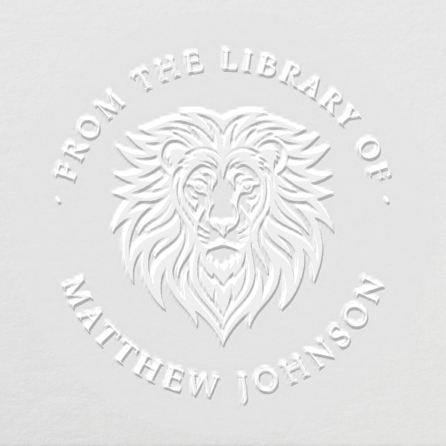Elegant Lion Custom Name Library Book Embosser (Design)