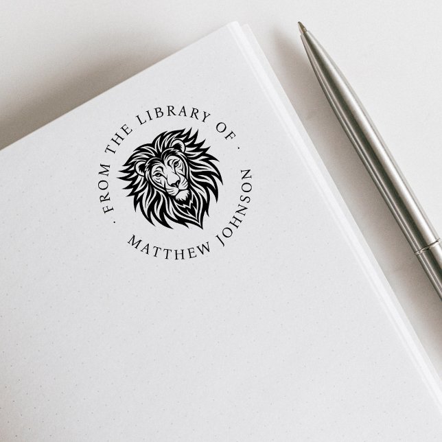 Elegant Lion From The Library Of Custom Name Book Self-inking Stamp (Creator Uploaded)