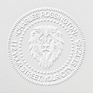 Elegant Lion Head #3 NT Rnd Name Address Embosser