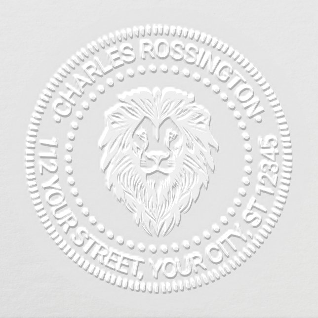 Elegant Lion Head #3 NT Rnd Name Address Embosser (Design)