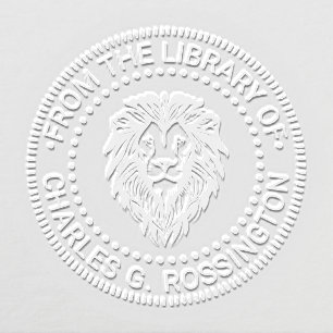 Elegant Lion Head #3 NT Round Library Book Name Embosser