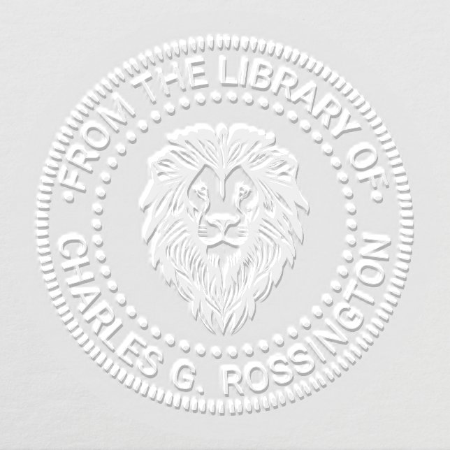Elegant Lion Head #3 NT Round Library Book Name Embosser (Design)