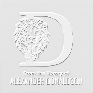 Elegant Lion Head #3 Over Single Initial Name Book Embosser