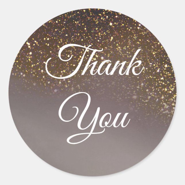 Elegant Liquid Glitter Thank you Classic Round Sticker (Front)
