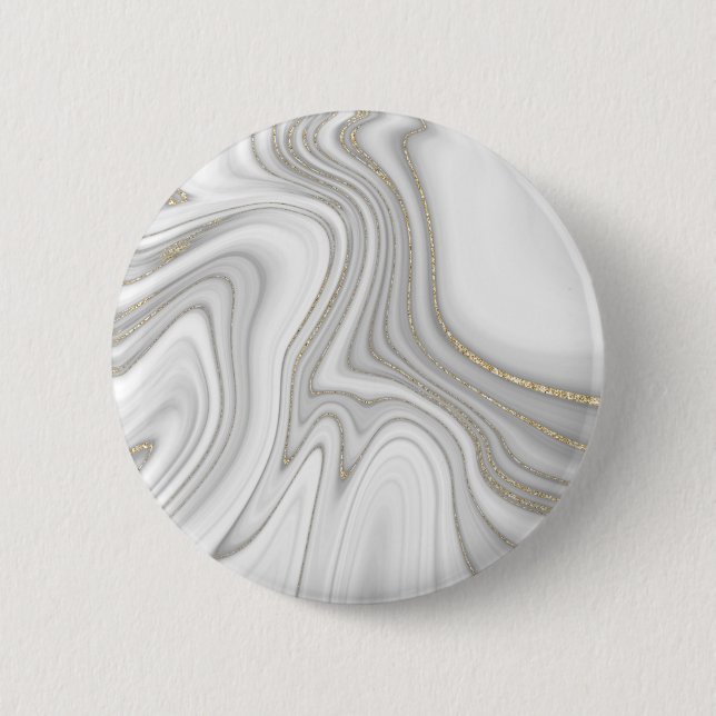 Elegant liquid gold glitter marble pattern button (Front)