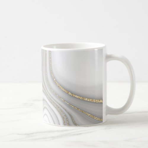 Elegant liquid gold glitter marble pattern coffee mug