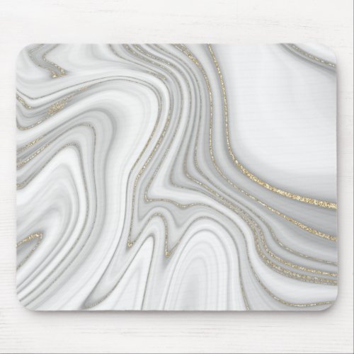 Elegant liquid gold glitter marble pattern mouse pad