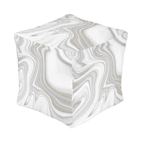 Elegant liquid gold glitter marble pattern outdoor pouf