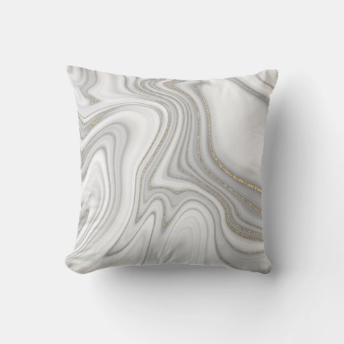 Elegant liquid gold glitter marble pattern throw pillow