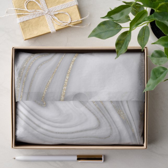 Elegant liquid gold glitter marble pattern tissue paper (Gift)