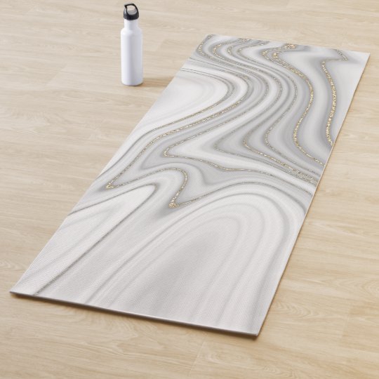 Elegant liquid gold glitter marble pattern yoga mat