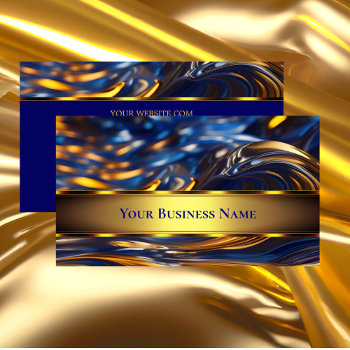 Elegant Liquid Gold Royal Blue Abstract Swirl Business Card by Zizzago at Zazzle