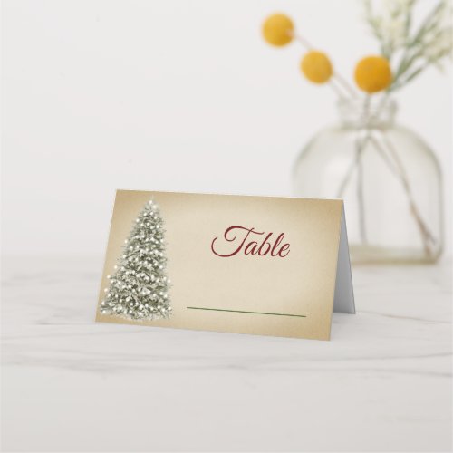 Elegant Lit Christmas Tree Table Number Wedding Place Card