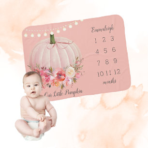 Elegant Little Baby Girl Pumpkin Milestone Blanket