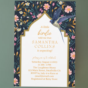 Elegant Little Bird Woodland Meadow Baby Shower Invitation