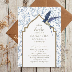 Elegant Little Bird Woodland Meadow Baby Shower Invitation