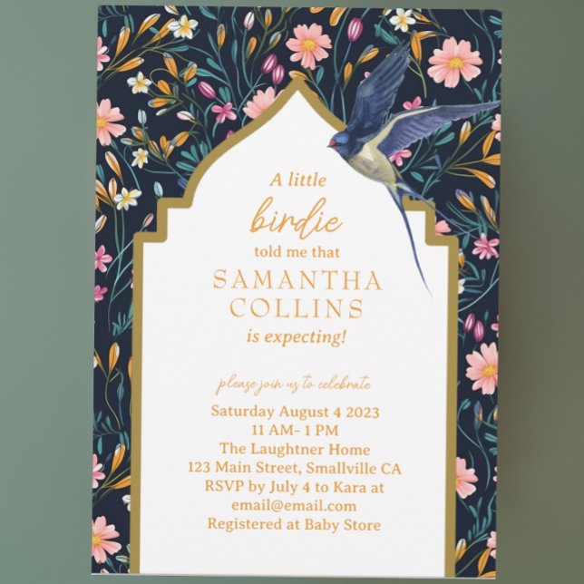 Elegant Little Bird Woodland Meadow Baby Shower Invitation (Creator Uploaded)
