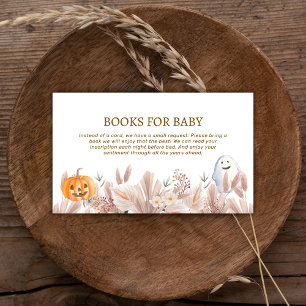 Elegant Little Boo Boho Ghost Books Baby Shower  Enclosure Card